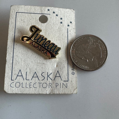 Juneau Alaska Gold Collector Enamel Souvenir Lapel Pin on Card