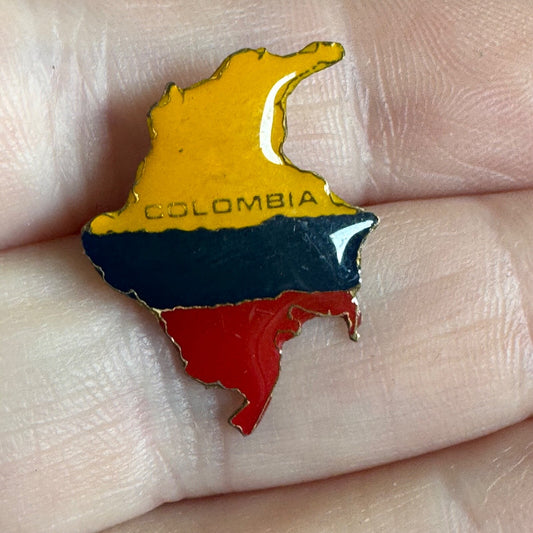 Colombia Map Flag Themed Pin – Enamel Yellow Blue Red Country Shape
