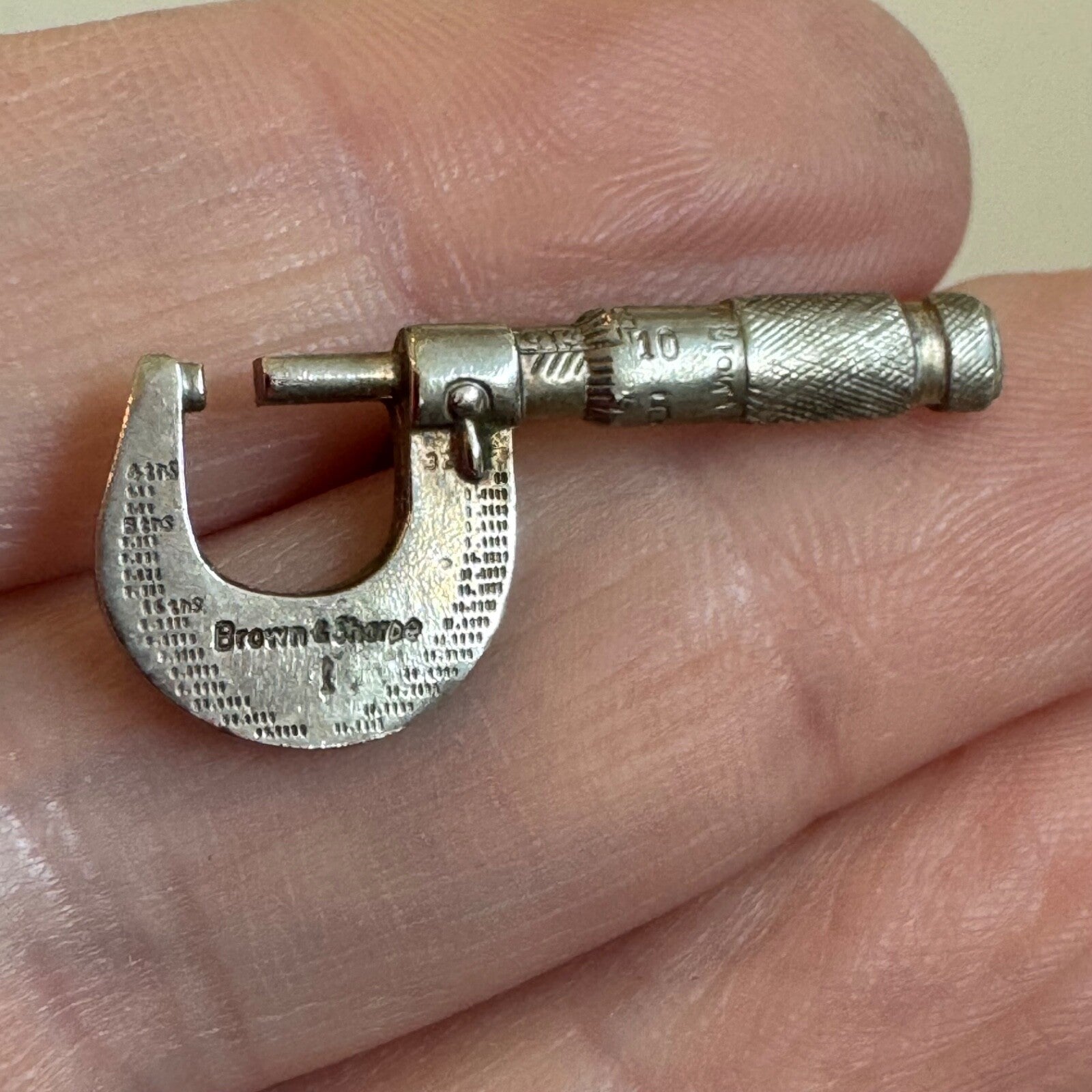 Vintage Brown & Sharpe Micrometer Lapel Pin Tie Tack Employee Award RARE