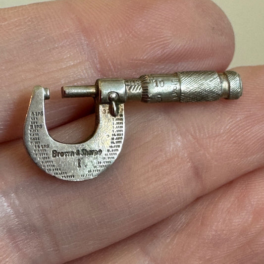 Vintage Brown & Sharpe Micrometer Lapel Pin Tie Tack Employee Award RARE
