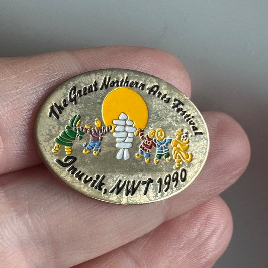 Vintage 1990 Great Northern Arts Festival Inuvik Pin – NWT Canada Souvenir