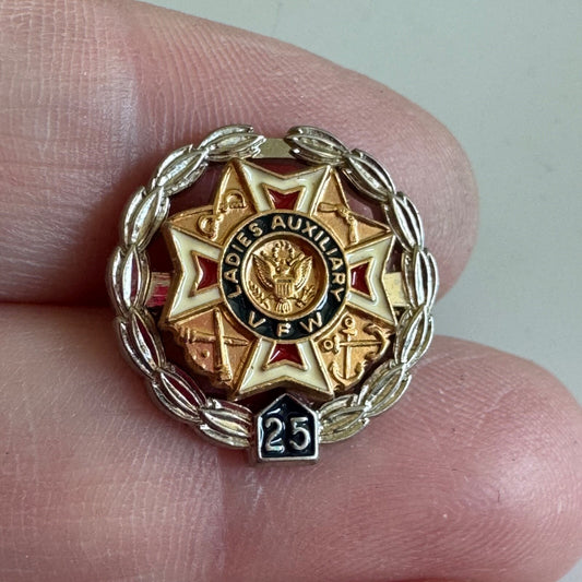 Vintage Ladies Auxiliary VFW 25 Year Service Pin Sterling Silver
