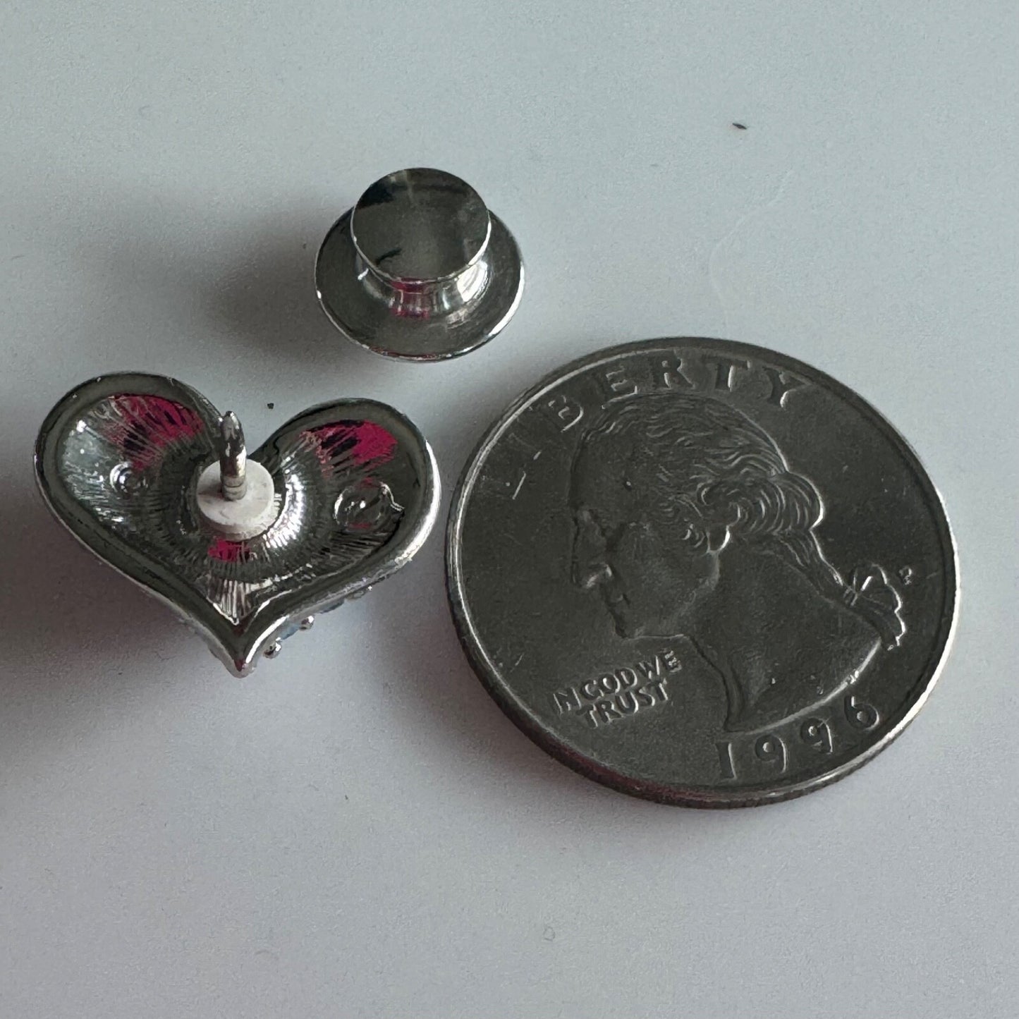 Vintage Swarovski Heart Blue Crystal Silver Tone Lapel Pin