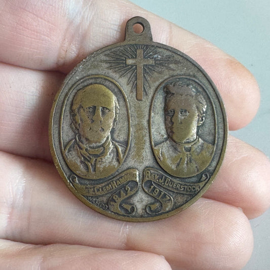 Antique 1917 Diamond Jubilee St Mary Church Rev. Medallion Catholic Cincinnati
