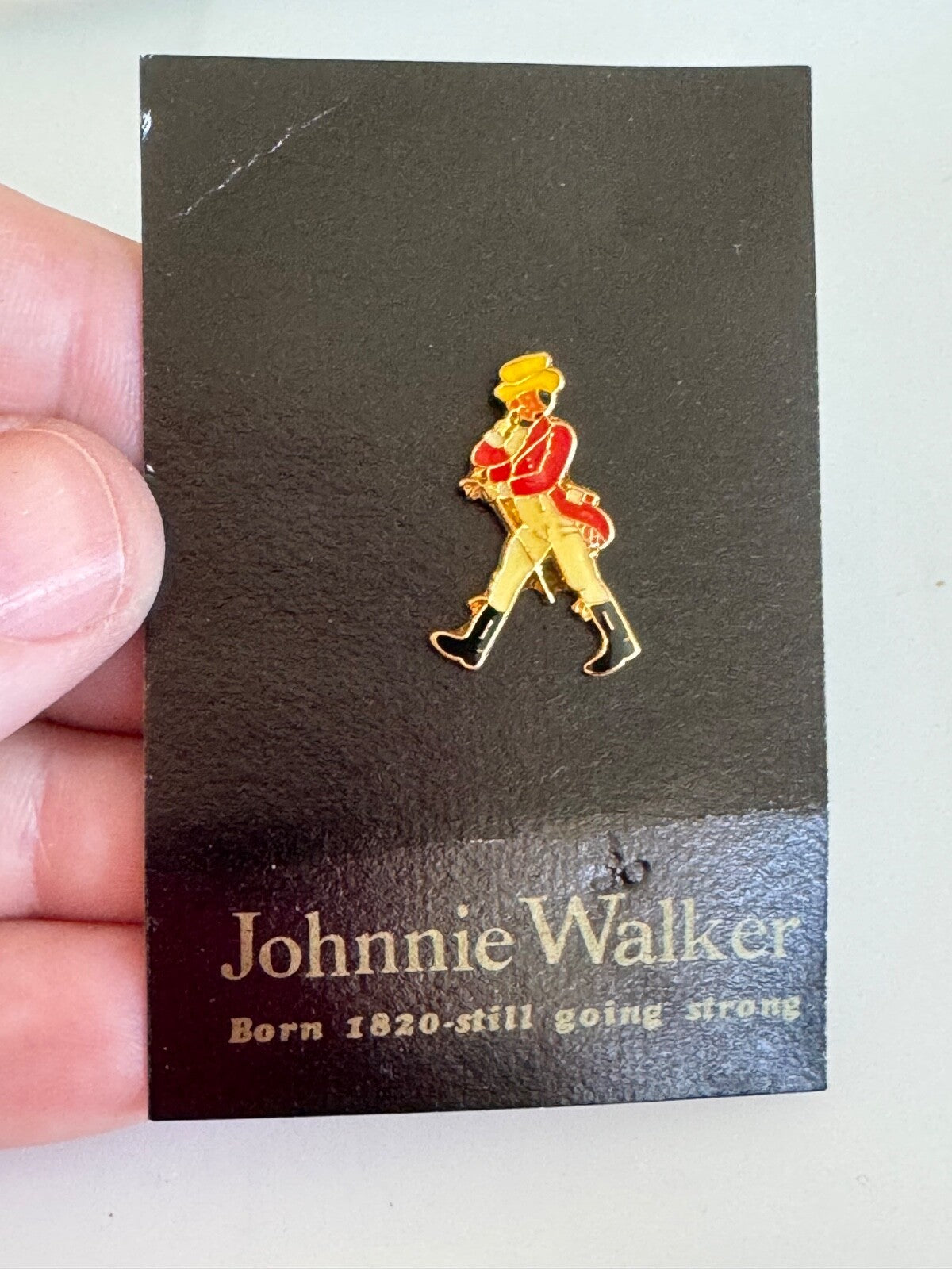 Vintage Johnnie Walker Scotch Whiskey Advertising Lapel Pin Stick Pin On Card