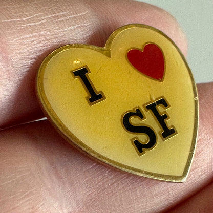I ❤️ SF San Francisco Heart Shaped Gold Tone Enamel Pin Love