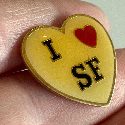 I ❤️ SF San Francisco Heart Shaped Gold Tone Enamel Pin Love