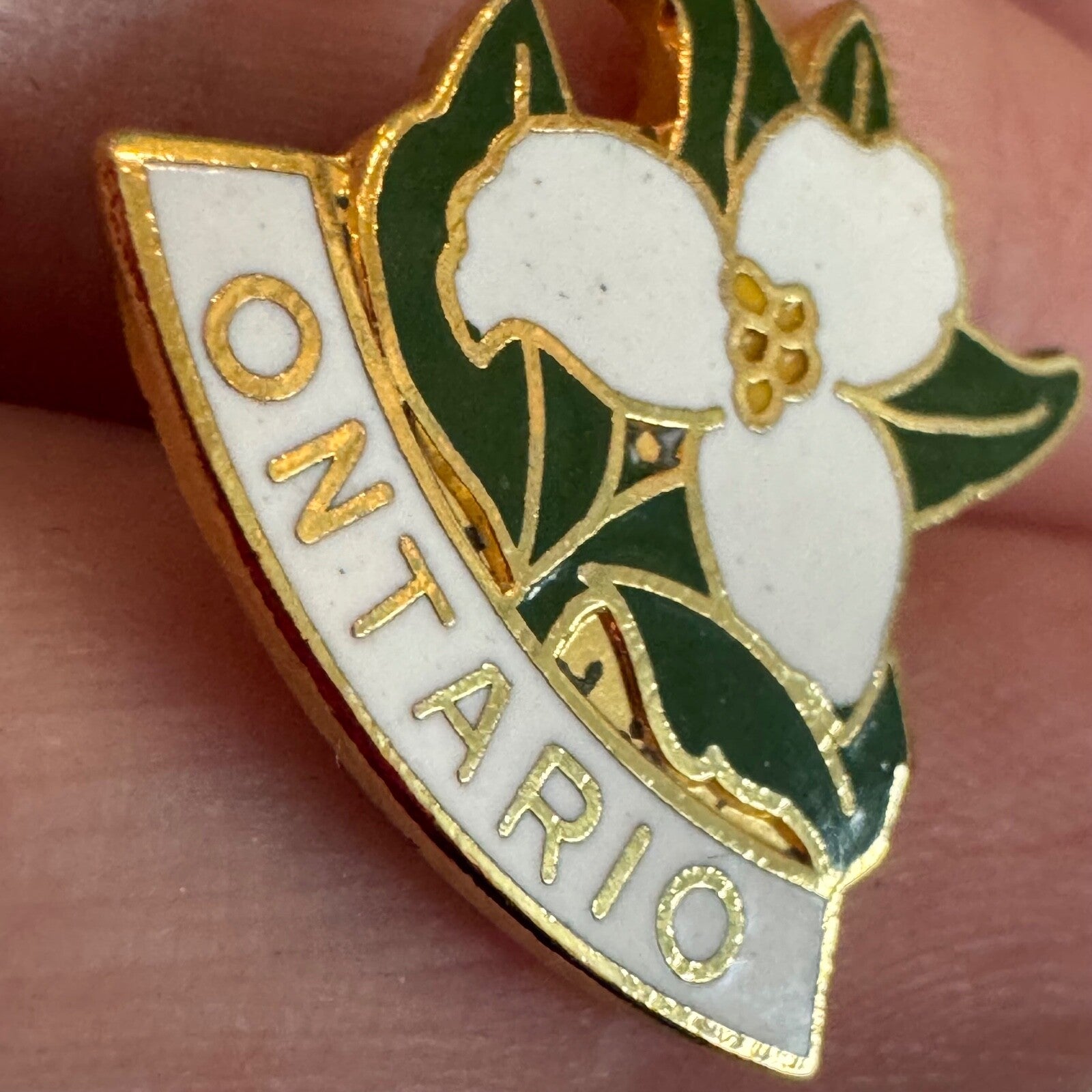 Vintage Ontario Canada White Trillium Lapel Pin Souvenir