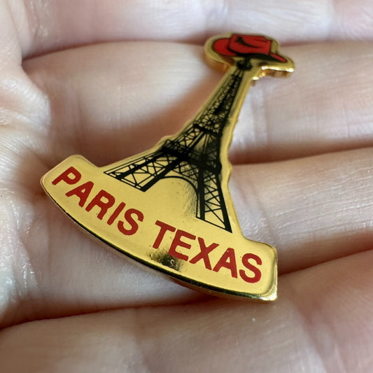 Vintage Paris Texas Eiffel Tower Cowboy Hat Lapel Pin