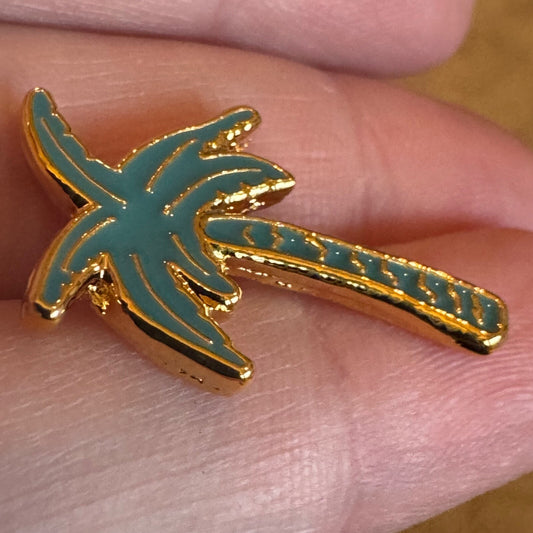 Slate Blue Enamel Palm Tree Lapel Pin