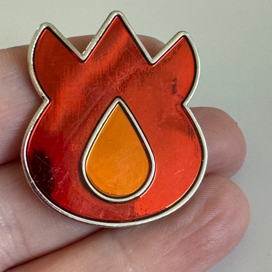 Nintendo Pokemon Gym Badge Volcano Red & Orange Flame Symbol Enamel Pin