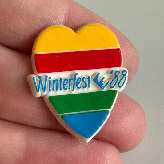 Winterfest '88 Heart Shaped Colorful Festival Enamel Lapel Pin Syracuse ?