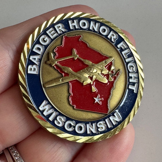 Badger Honor Flight Wisconsin Challenge Coin WWII Memorial