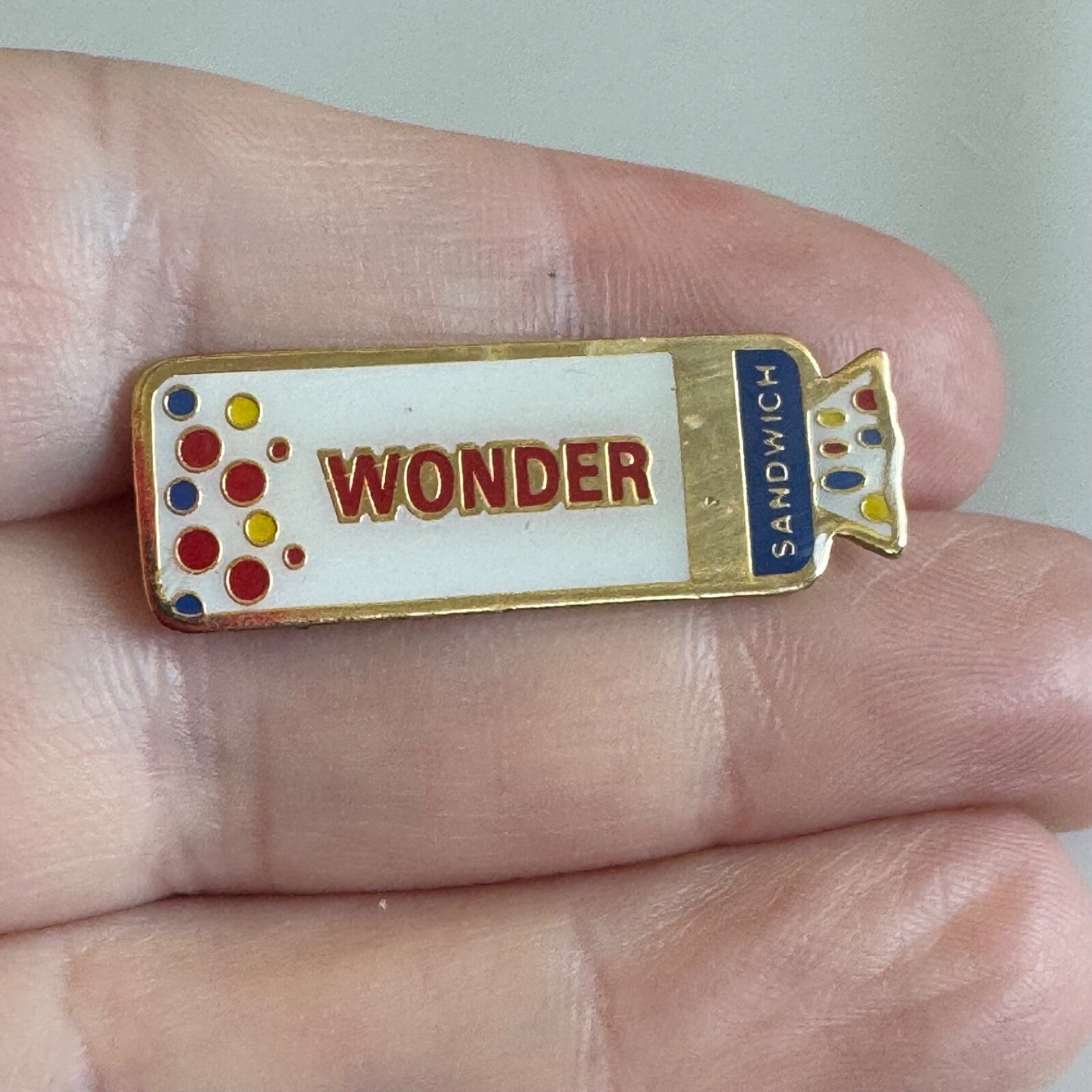 Vintage Wonder Bread Sandwich Loaf Enamel Pin Advertising