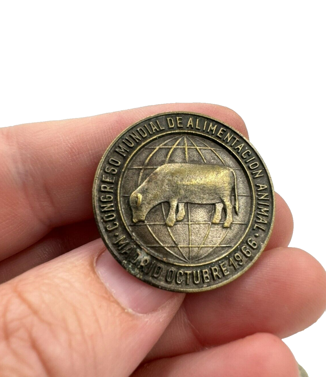 World Congress on Animal Feeding Lapel Pin Congreso Mundial Madrid 1966 Stud