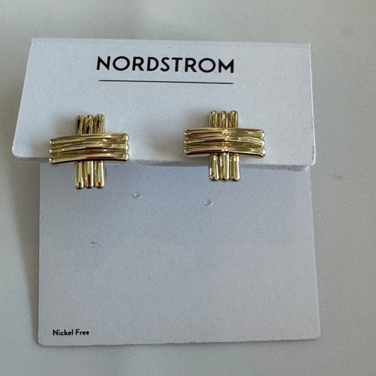 Nordstrom Crisscross Gold-Toned Cross Earrings New On Card Clip-On