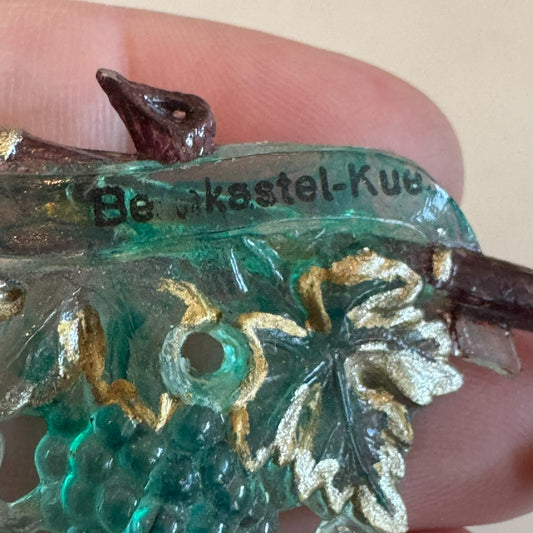 Amazing Bernkastel-Kues Walking Stick Grapes Wine Pin Rhineland Germany - OLD