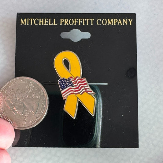 Vintage Yellow Ribbon American Flag Mitchell Proffitt Company Lapel Pin 