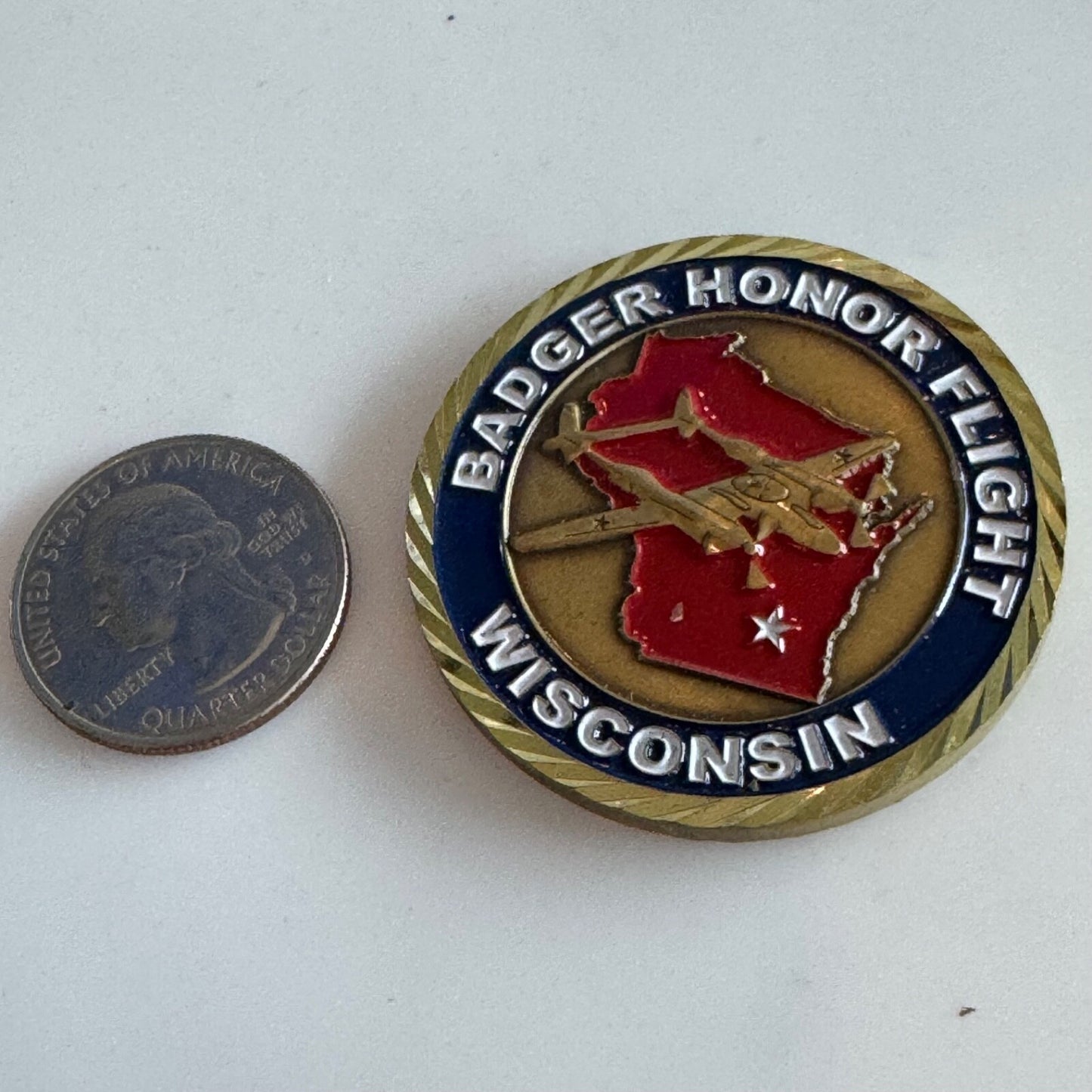 Badger Honor Flight Wisconsin Challenge Coin WWII Memorial