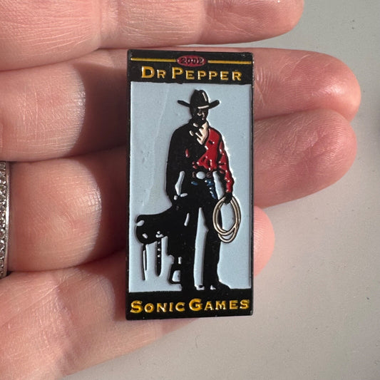 Vintage 2002 Dr Pepper Sonic Games Cowboy Lapel Pin Enamel 