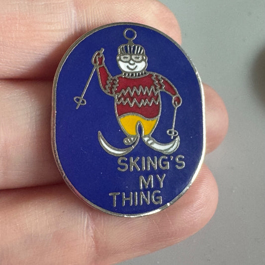 Sking's My Thing Enamel Pin – Winter Sport Snowman Badge Skiing's Ski