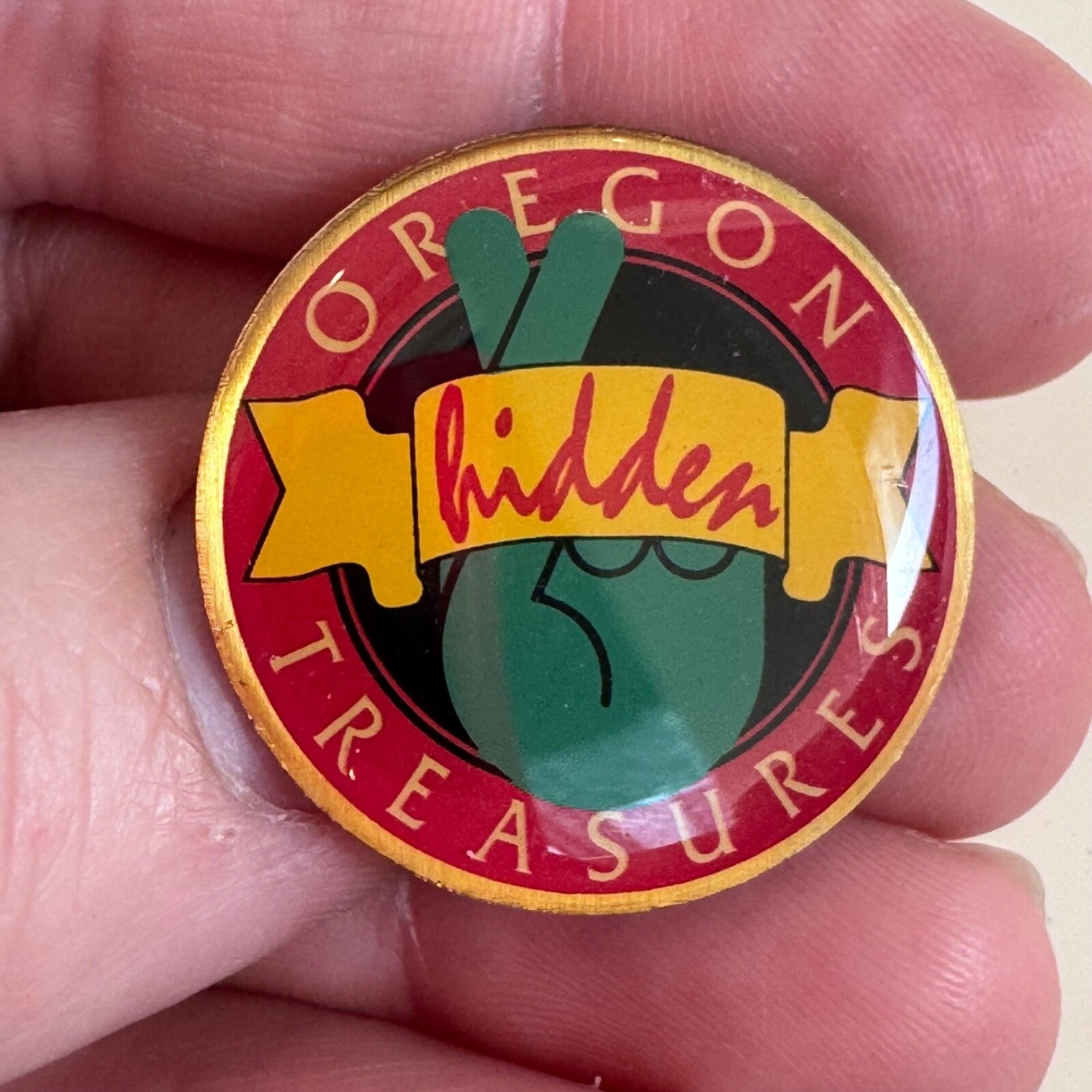 Vintage Oregon Hidden Treasures Lapel Pin