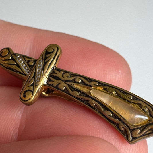 Vintage Damascene Sword Tie Clip