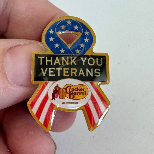 Cracker Barrel THANK YOU VETERANS Flag Ribbon Lapel Pin