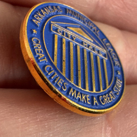 Vintage Arkansas Municipal League City Hall Enamel Lapel Pin