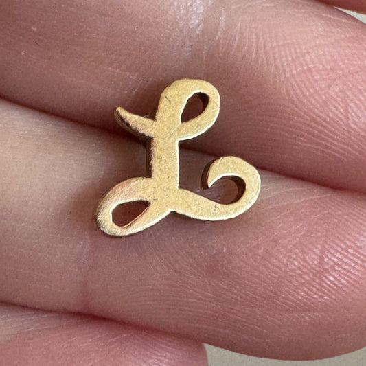 Vintage James Avery 14k Gold Script Letter L Lapel Pin Monogram Initial Tie Tack