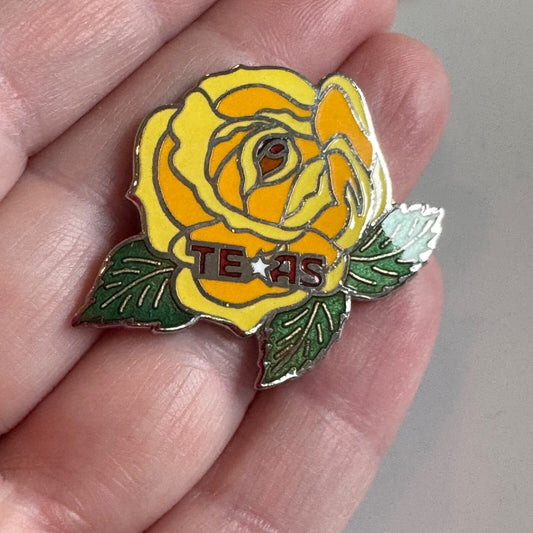Vintage Yellow Rose of Texas Souvenir Tourist Lapel Pin