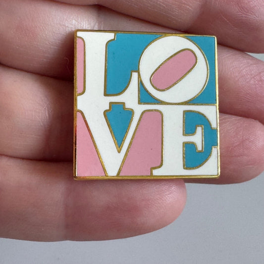 Vintage Philadelphia LOVE Sculpture Lapel Pin Pink Blue Colors