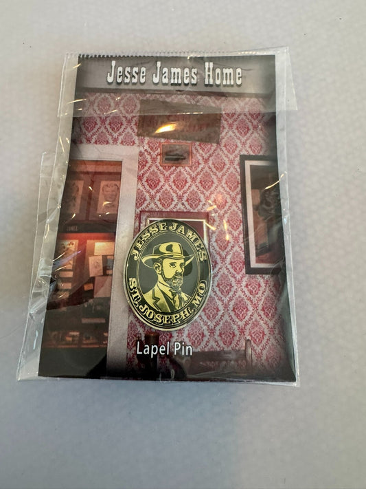 Jesse James St Joseph Missouri Souvenir Lapel Pin on Original Card MO