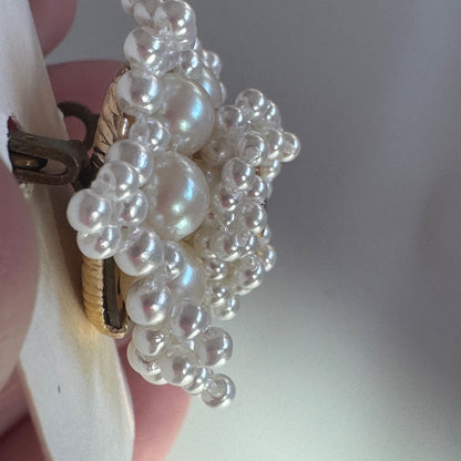 Vtg Unique Lions Club Pearl 3-D Flower Shaped Pin Brooch New in Box