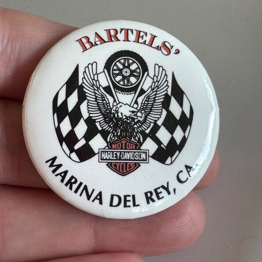 Vintage Bartels' Marina Del Rey Harley Davidson California Lapel Pin Button