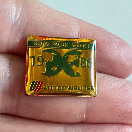 Vintage 1986 United Airlines Royal Pacific Service Lapel Pin 
