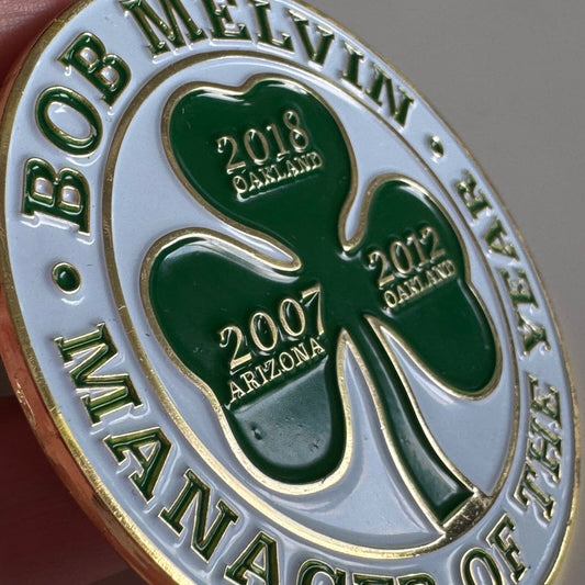 Bob Melvin “Manager of the Year” Shamrock 2007, 2012, 2018 Seasons MLB Baseball