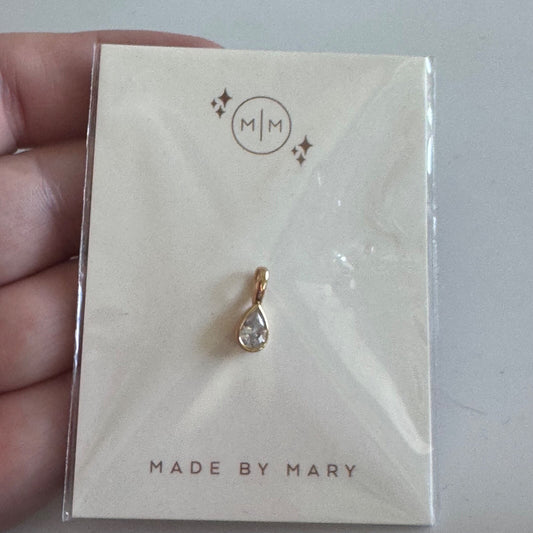 Made By Mary Pear Cubic Zirconia Charm Pendant New on Card Gold Tone $38