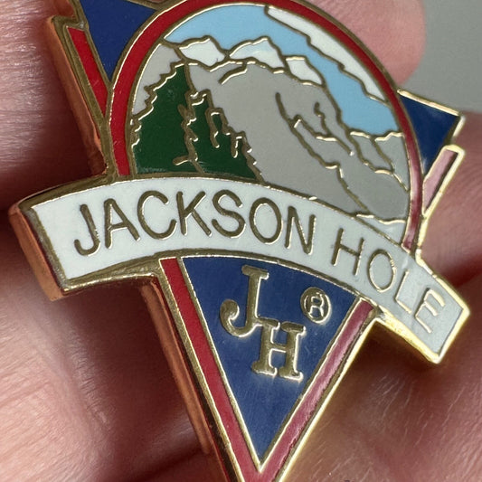 Vintage Jackson Hole Wyoming JH Ski Skiing Lapel Pin Souvenir Tourist