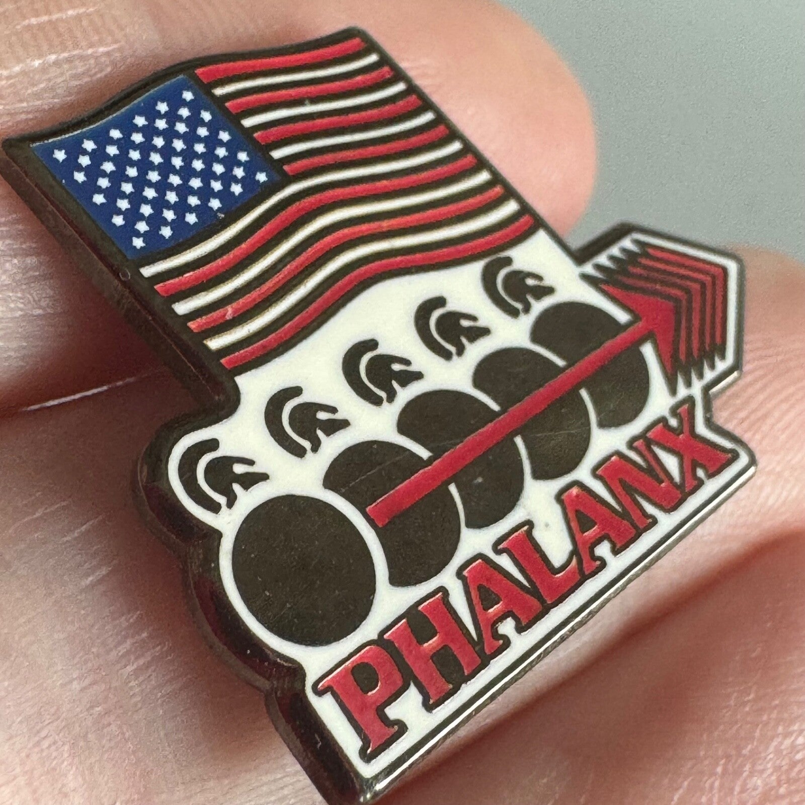 RAYTHEON MK-15 PHALANX WEAPON SYSTEM USA American Flag & Spartan Theme Pin Rare