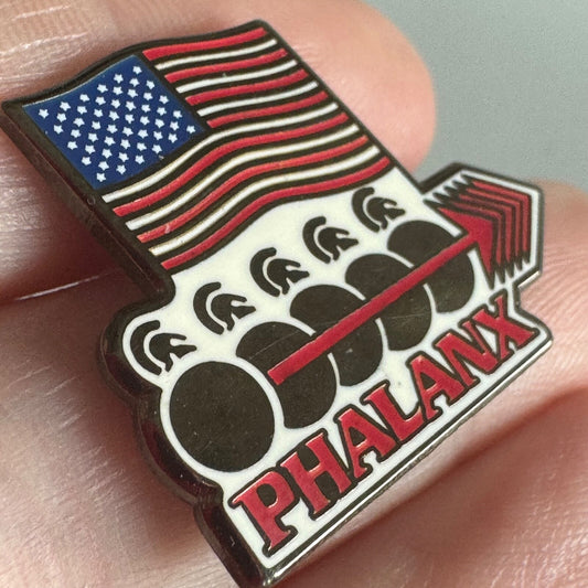 RAYTHEON MK-15 PHALANX WEAPON SYSTEM USA American Flag & Spartan Theme Pin Rare