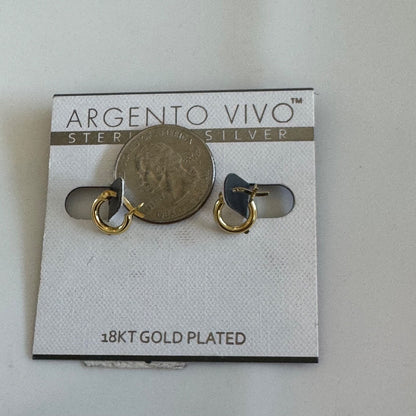 Argento Vivo Sterling Silver Gold Plate Huggie Hoop Earrings New On Card Pierced