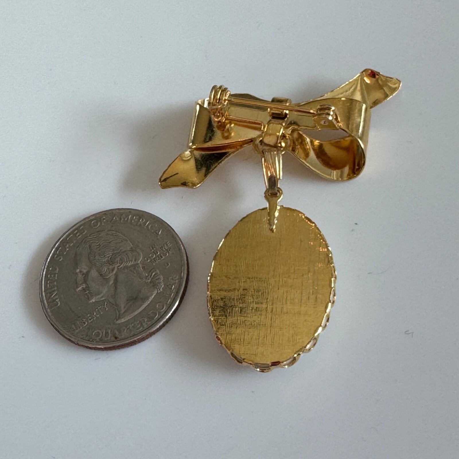 Vintage Owl Dangle Brow Brooch Pin Oval