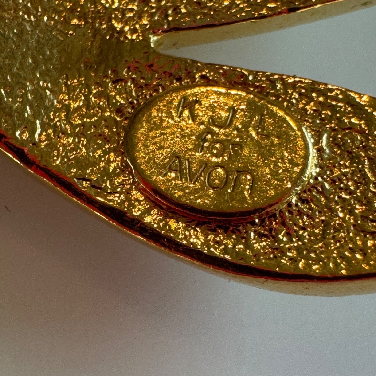 Vintage KJL for Avon Dragonfly Brooch Crystal Enamel Gold Tone Pin