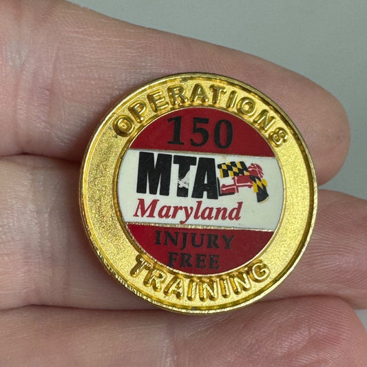 MTA Maryland Operations Training 150 Injury Free Gold Pin