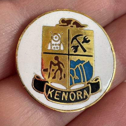 Vintage Kenora Coat of Arms Ontario Enamel Lapel Pin Canada