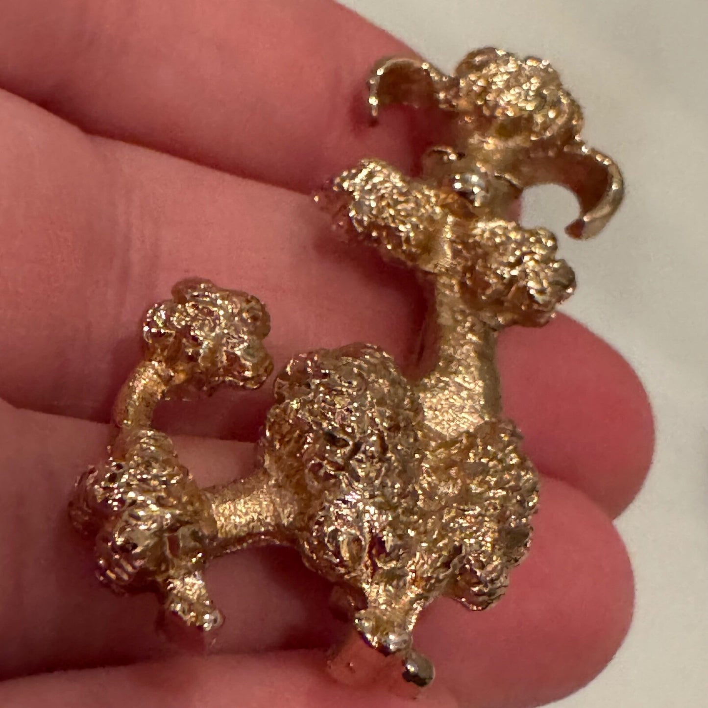 Vintage Stylized Poodle Brooch Avon Gold Tone