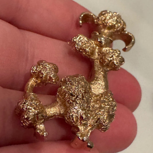 Vintage Stylized Poodle Brooch Avon Gold Tone