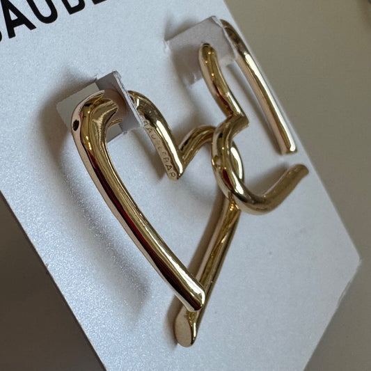 Bauble Bar Emory Open Heart Earrings Gold Tone New On Card Pierced $48