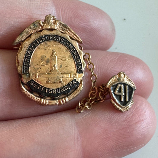 Vintage 1941 Eternal Light Peace Memorial Gettysburg PA Pin
